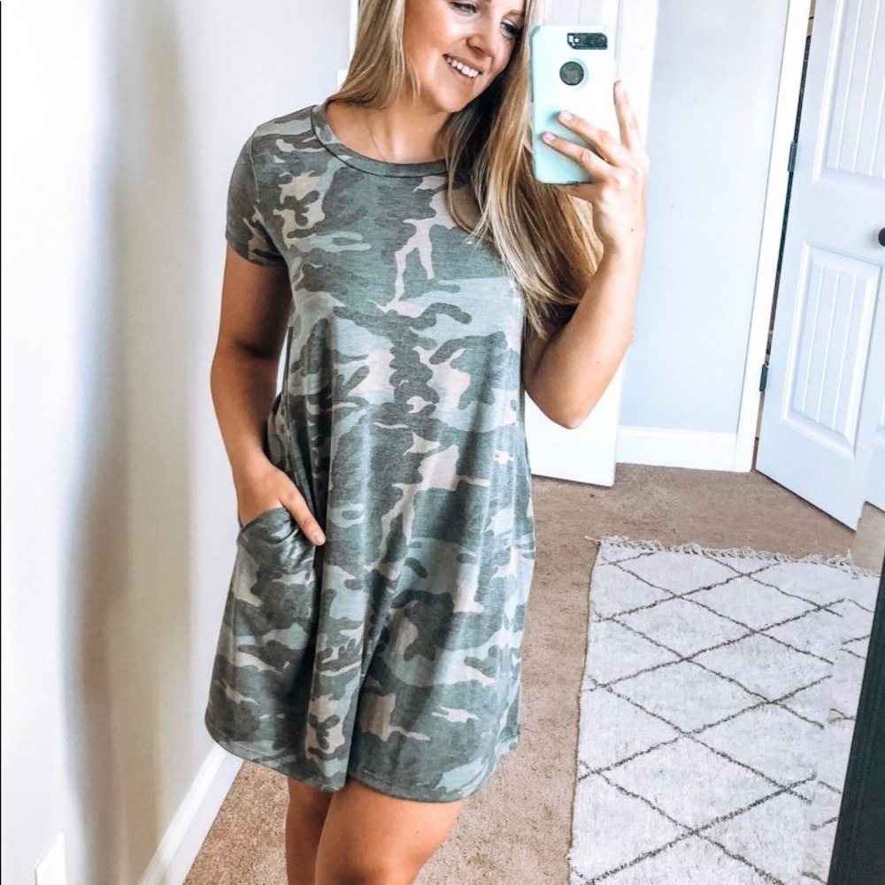 š CARRY HOME IN MY HEART CAMO PRINT DRESS MEDIUM M - Picture 3 of 7
